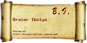 Braier Ibolya névjegykártya